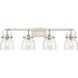 Pilaster II Bell 4 Light 36.5 inch Satin Nickel Bath Vanity Light Wall Light in Clear Glass