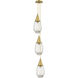 Malone 3 Light 8 inch Brushed Brass Multi Pendant Ceiling Light in Clear Glass