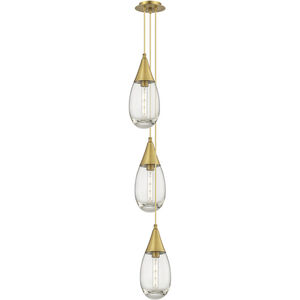 Malone Multi Pendant Ceiling Light in Brushed Brass, Clear Glass