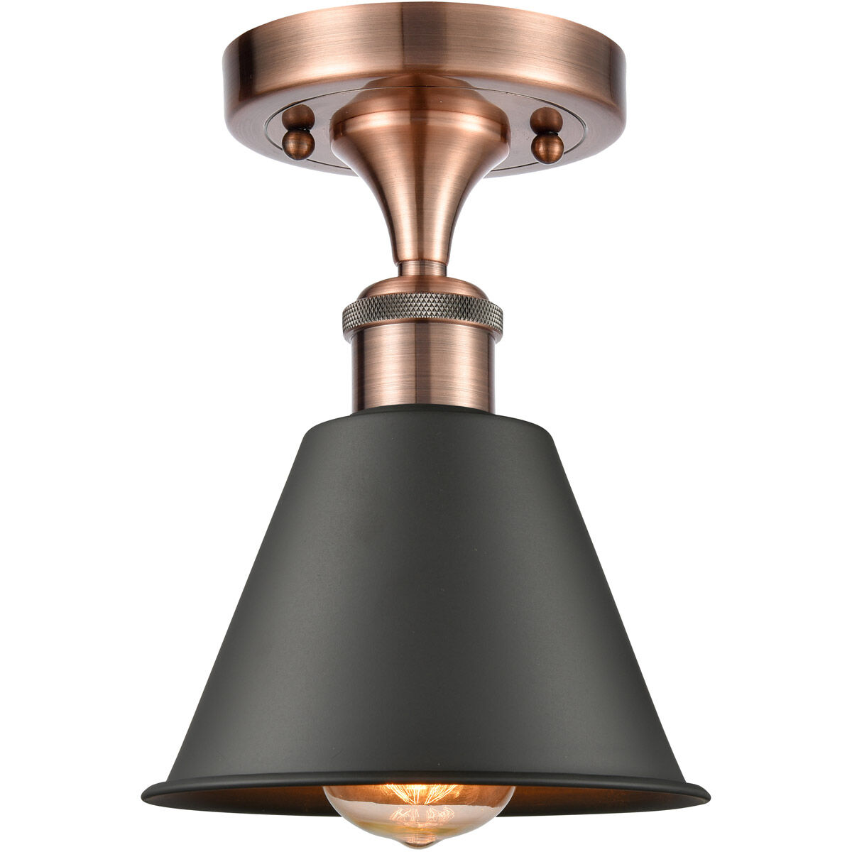 Ballston Smithfield 1 Light 7 inch Antique Copper Semi-Flush Mount Ceiling Light