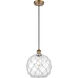 Ballston Large Farmhouse Rope 1 Light 10 inch Brushed Brass Mini Pendant Ceiling Light in Clear Glass with White Rope, Ballston