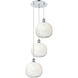 Ballston Brookhaven Sphere 3 Light 17 inch Polished Chrome Multi Pendant Ceiling Light in Opal Glass