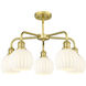 Ballston White Venetian 5 Light 24 inch Satin Gold Stem Hung Chandelier Ceiling Light