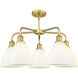Bristol Glass 5 Light 25.5 inch Satin Gold Chandelier Ceiling Light in Matte White Glass