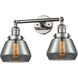 Franklin Restoration Fulton 2 Light 7 inch Polished Nickel Bath Vanity Light Wall Light in Plated Smoke Glass, Franklin Restoration