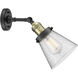 Franklin Restoration Small Cone 1 Light 6 inch Black Antique Brass Sconce Wall Light in Seedy Glass, Franklin Restoration