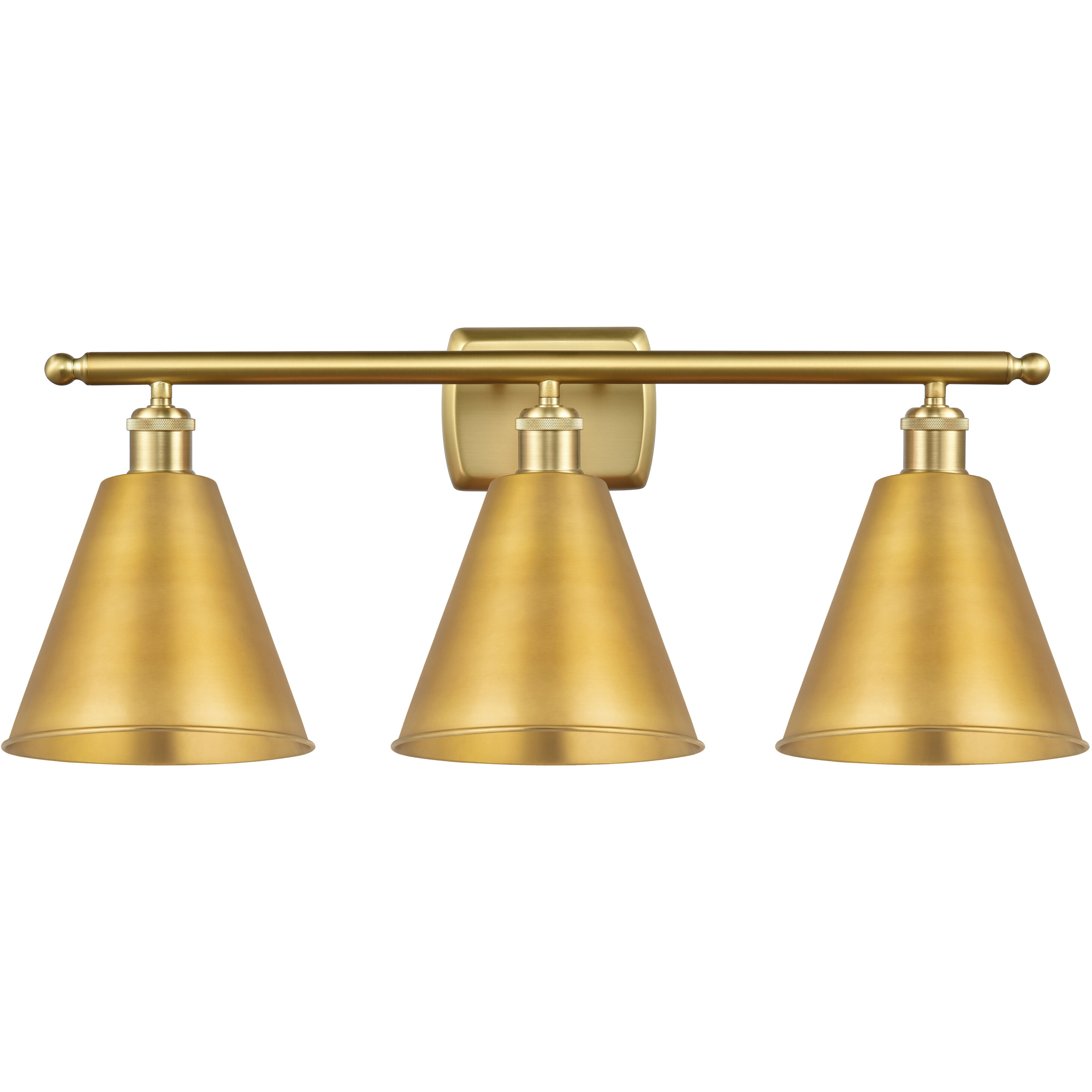 Ballston Cone 3 Light 28 inch Satin Gold Bath Vanity Light Wall Light