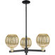 Preston 3 Light 17.63 inch Black Antique Brass Chandelier Ceiling Light in Mercury Glass