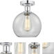 Edison Athens 1 Light 8 inch Polished Chrome Semi-Flush Mount Ceiling Light in Clear Glass