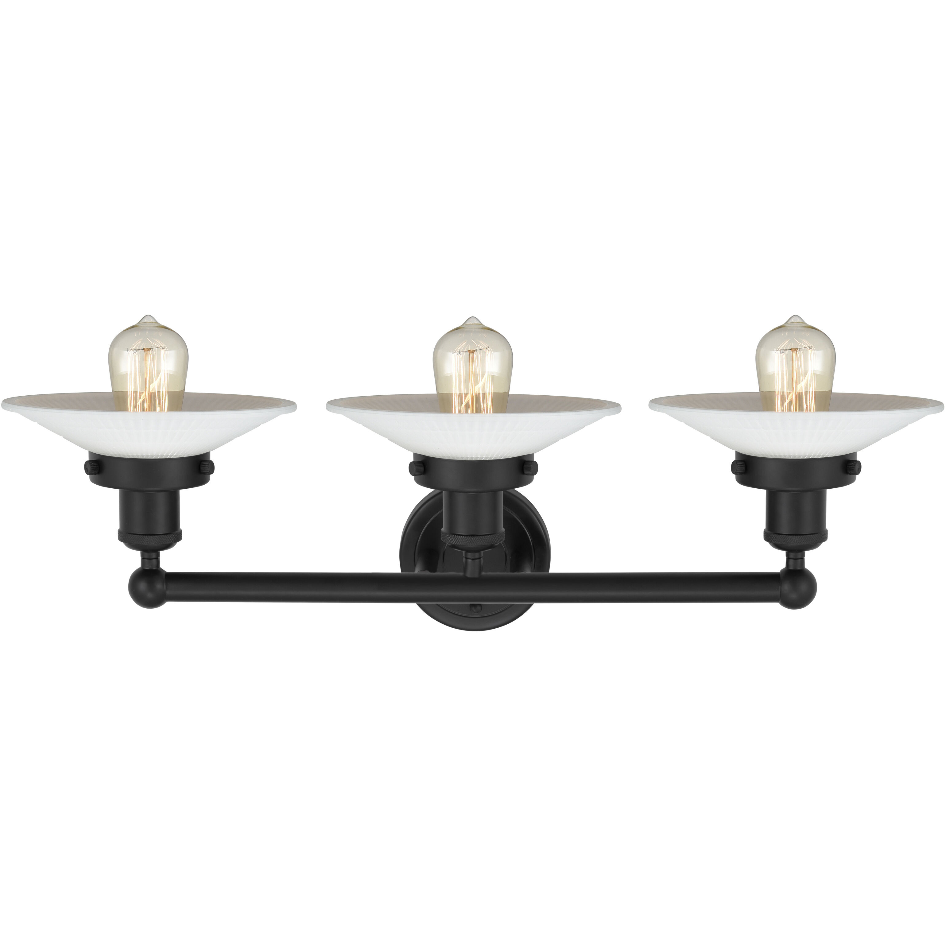 Edison Athens 3 Light 24 inch Matte Black Bath Vanity Light Wall Light in Clear Glass