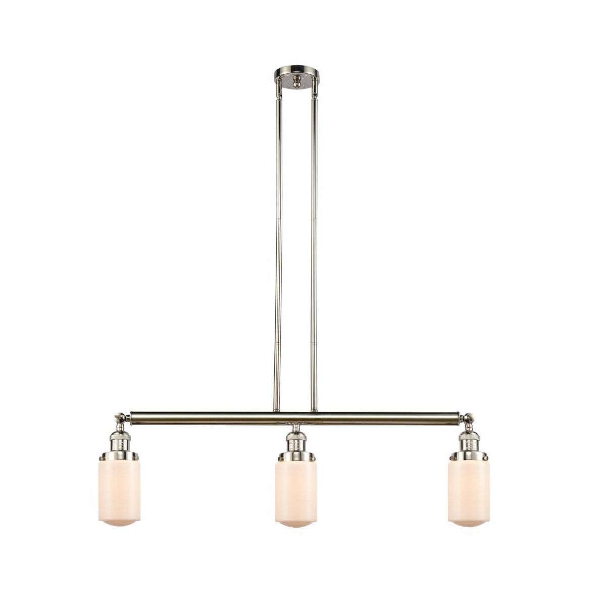 Franklin Restoration Dover 3 Light 37 inch Polished Nickel Island Light Ceiling Light in Matte White Glass, Franklin Restoration