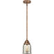 Nouveau 2 Bell 1 Light 5 inch Antique Copper Mini Pendant Ceiling Light in Incandescent, Silver Plated Mercury