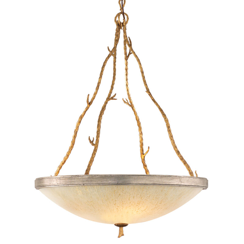 Parc Royale 5 Light 29.5 inch Gold And Silver Leaf Pendant Ceiling Light