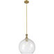 Astor 1 Light 14 inch Brushed Brass Pendant Ceiling Light in Seedy Glass