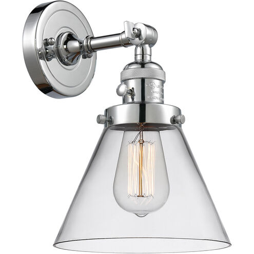 Franklin Restoration Large Cone LED 8 inch Polished Chrome Sconce Wall Light, Franklin Restoration