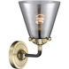 Nouveau Small Cone 1 Light 6 inch Black Antique Brass Sconce Wall Light in Plated Smoke Glass, Nouveau