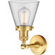 Franklin Restoration Small Cone LED 6 inch Satin Gold Sconce Wall Light in Clear Glass, Franklin Restoration