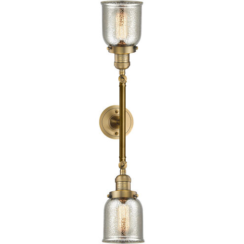 Franklin Restoration Small Bell LED 15 inch Brushed Brass Bath Vanity Light Wall Light in Silver Plated Mercury Glass, Franklin Restoration