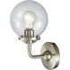 Nouveau Beacon LED 6 inch Brushed Satin Nickel Sconce Wall Light in Clear Glass, Nouveau