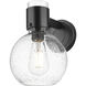 Downtown Urban Lawton Sphere Armed Sconce Wall Light in Matte Black, Seedy