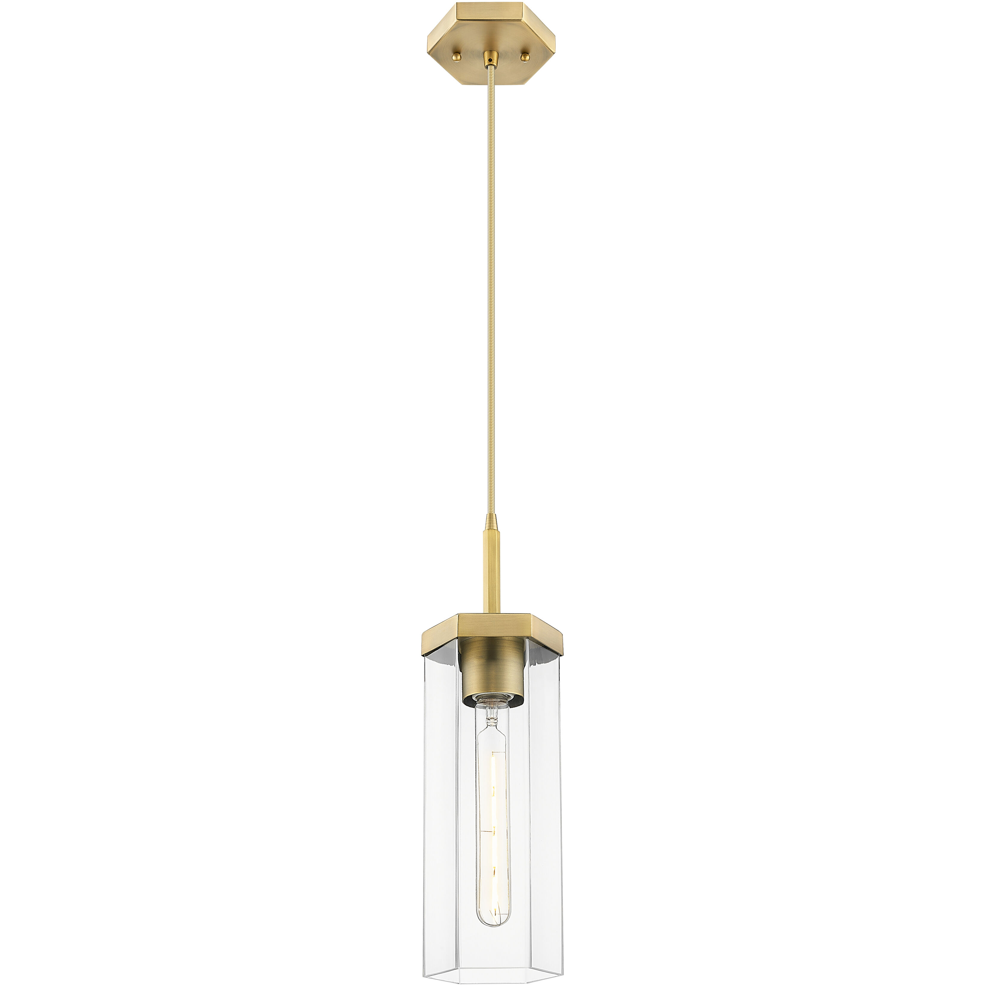 Downtown Urban Blakeley 1 Light 5 inch Brushed Brass Pendant Ceiling Light in Clear