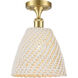 Edison Bristol Natural 1 Light 9 inch Satin Gold Semi-Flush Mount Ceiling Light