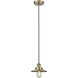 Railroad 1 Light 8 inch Antique Brass Mini Pendant Ceiling Light