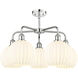 Ballston White Venetian 5 Light 26 inch Polished Chrome Stem Hung Chandelier Ceiling Light