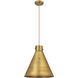 Newton Cone 1 Light 16 inch Brushed Brass Pendant Ceiling Light