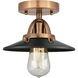 Nouveau 2 Railroad 1 Light 8 inch Antique Copper Semi-Flush Mount Ceiling Light in Matte Black
