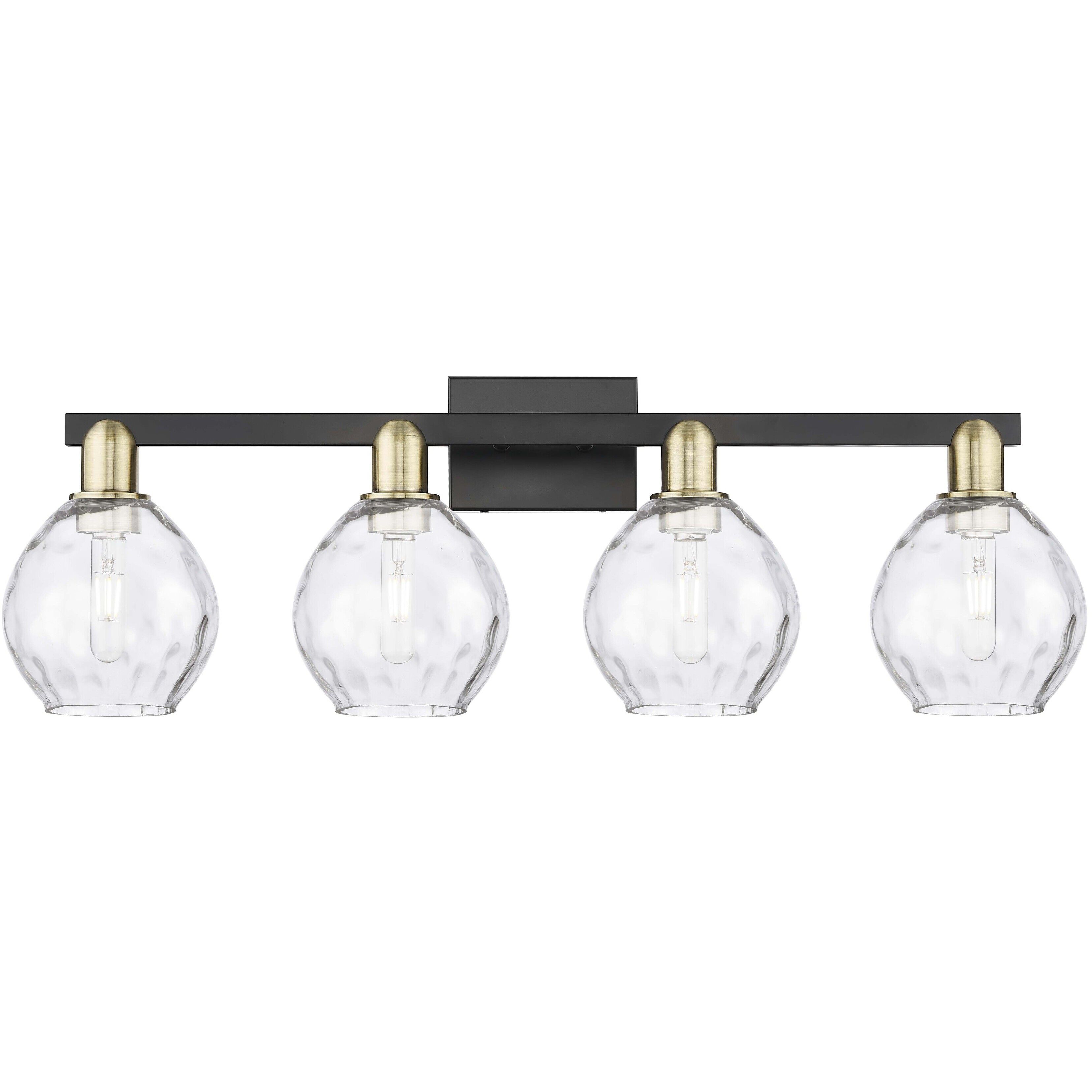 Arcadia Waverly 4 Light 33 inch Black Antique Brass Bath Vanity Light Wall Light
