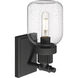 Somers 1 Light 5.5 inch Textured Black Sconce Wall Light in Seedy Glass