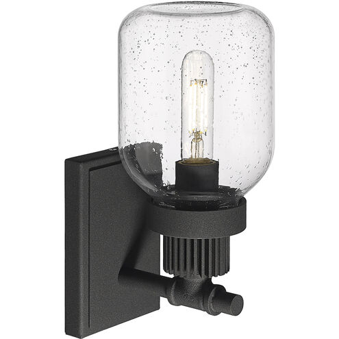 Somers 1 Light 5.5 inch Textured Black Sconce Wall Light in Seedy Glass