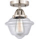 Nouveau 2 Small Oxford 1 Light 8 inch Brushed Satin Nickel Semi-Flush Mount Ceiling Light in Clear Glass