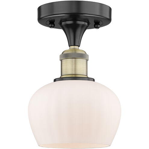 Fenton 1 Light 6.5 inch Black Antique Brass Semi-Flush Mount Ceiling Light