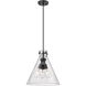 Newton Cone 3 Light 16 inch Matte Black Pendant Ceiling Light in Seedy Glass