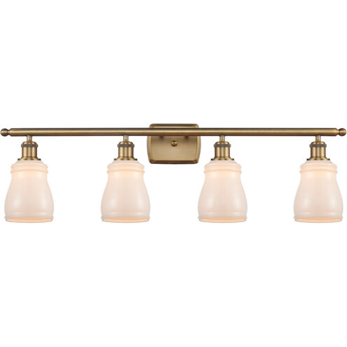 Ballston Ellery LED 36 inch Brushed Brass Bath Vanity Light Wall Light in White Glass, Ballston