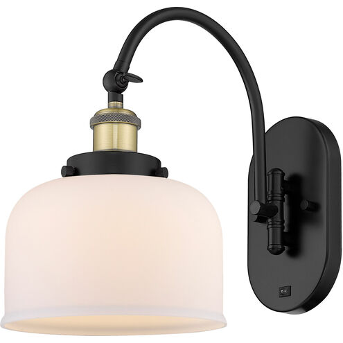 Franklin Restoration Bell LED 8 inch Black Antique Brass Sconce Wall Light in Matte White Glass