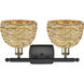Woven Rattan 2 Light 18 inch Black Antique Brass and Natural Bath Vanity Light Wall Light