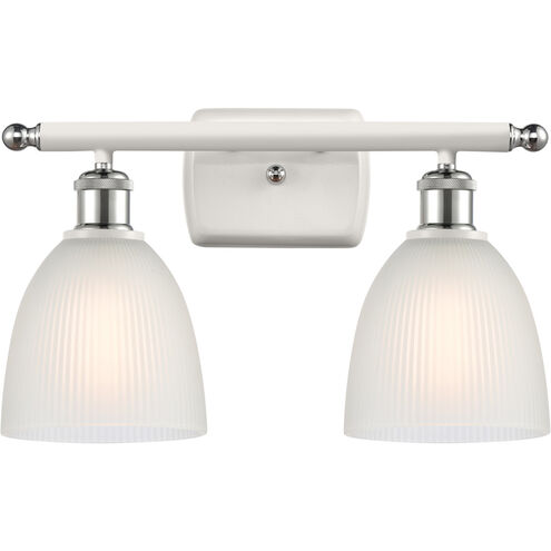 Ballston Castile 2 Light 16 inch White and Polished Chrome Bath Vanity Light Wall Light in White Glass, Ballston