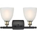 Ballston Castile LED 16 inch Black Antique Brass Bath Vanity Light Wall Light in White Glass, Ballston