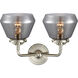 Nouveau Fulton LED 15 inch Brushed Satin Nickel Bath Vanity Light Wall Light in Plated Smoke Glass, Nouveau