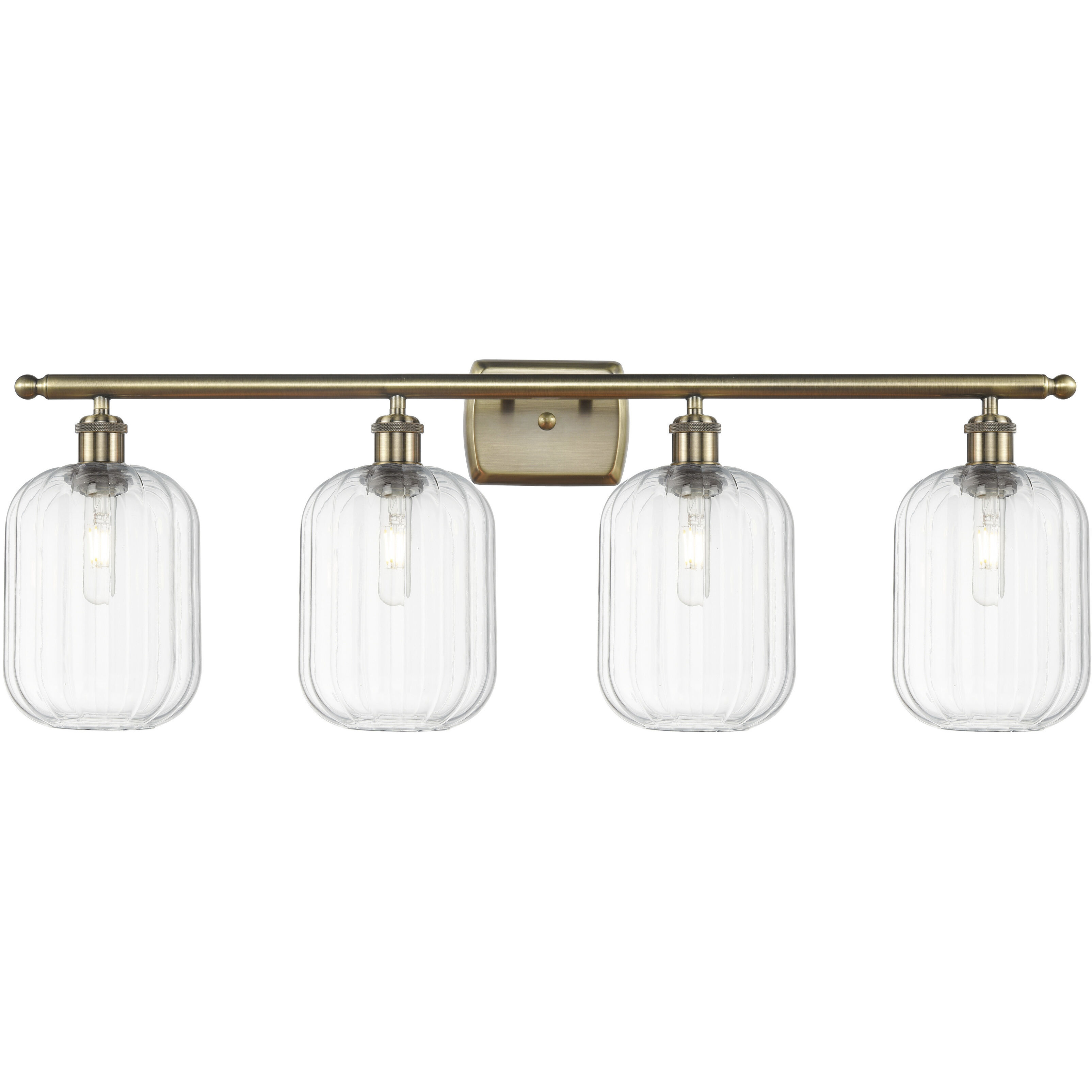 Ballston Preston 4 Light 36.75 inch Antique Brass Bath Vanity Light Wall Light in Clear