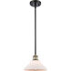 Ballston Orwell LED 8 inch Black Antique Brass Pendant Ceiling Light in Matte White Glass, Ballston