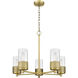 Bolivar 5 Light 25 inch Brushed Brass Chandelier Ceiling Light in Seedy Glass