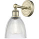 Castile Sconce Wall Light in Antique Brass, Clear