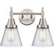 Caden LED 15.25 inch Satin Nickel Bath Vanity Light Wall Light in Seedy Glass