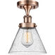 Ballston Large Cone LED 8 inch Antique Copper Semi-Flush Mount Ceiling Light in Seedy Glass