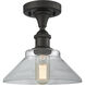 Edison Orwell 1 Light 8.38 inch Oil Rubbed Bronze Semi-Flush Mount Ceiling Light in Clear Glass