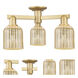 Bridal Veil 3 Light 22.5 inch Brushed Brass Semi-Flush Mount Ceiling Light in Mercury Glass